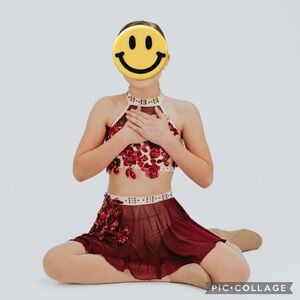 Glamour Burgundy Dance Costume